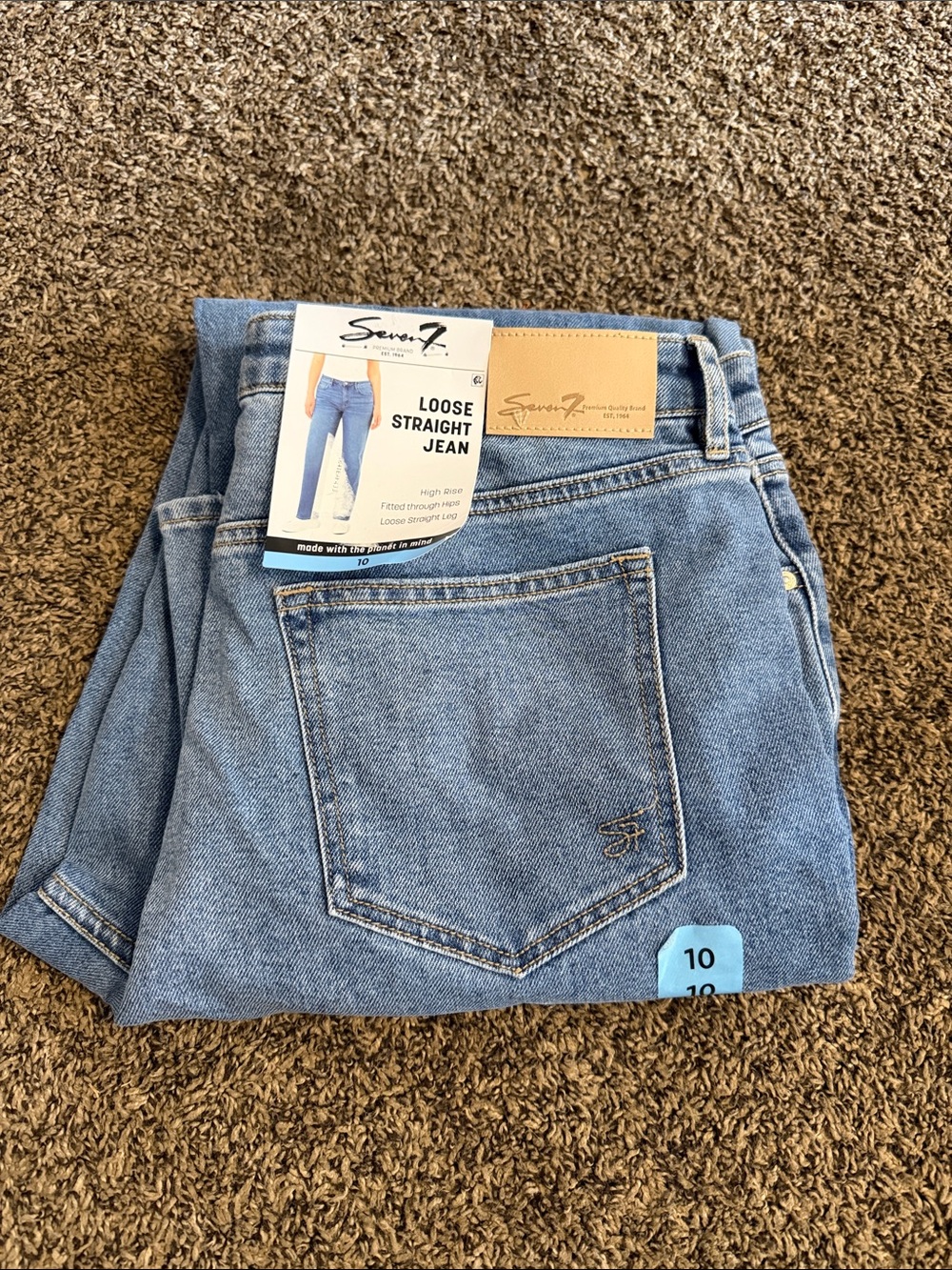 Seven7 women’s Loose Straight Jeans - Light Blue Denim